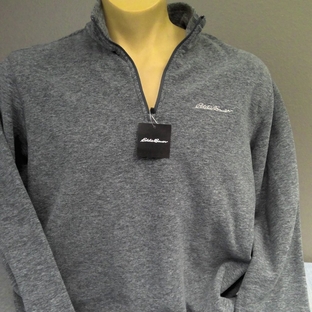 NEW Eddie Bauer Mr. LS Fast Fleece 1/4 Zip Hoodie Gray Men's Large NWT